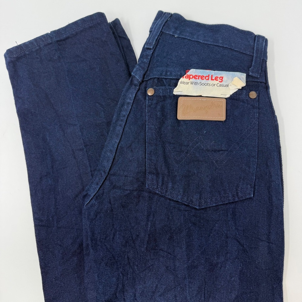 Wrangler 14MWZDT Vintage Womens Tapered Leg Jeans Dark Indigo USA Made 0x34